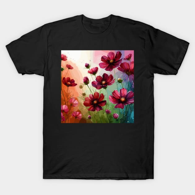 Rose Pink Cosmos Flower T-Shirt by Jenni Arts